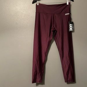 NWT DKNY Sport Sz Medium Purple Plum High Waist 7/8 Length Tights Leggings!